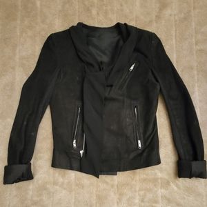 Rick Owens Sphinx suede silk wool biker jacket with tags